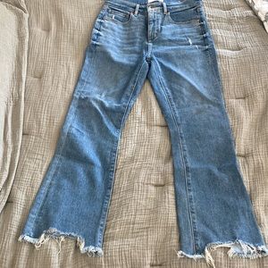 High waist flare crop - raw edge jeans